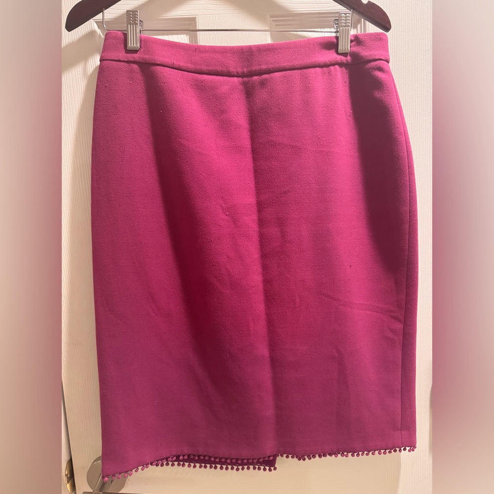 Ann Taylor Fuchsia Pencil Skirt with Pearl Hem Design